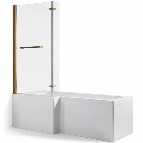 Naples L Shape 1700x850x560mm 0TH Shower Bath Pack (LH) - Br