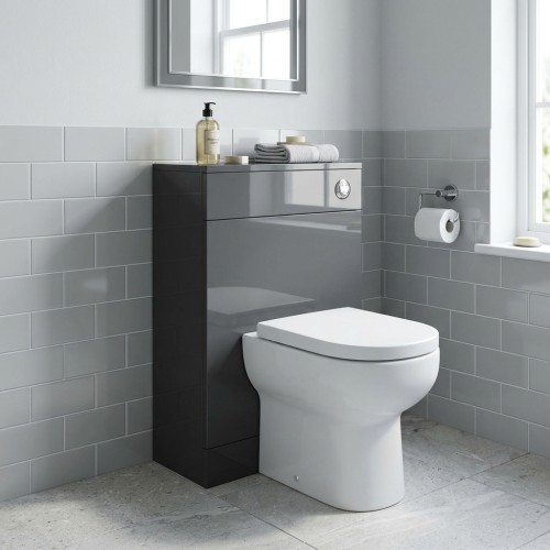 Valbom 500mm Floor Standing WC Unit - Anthracite Gloss 2