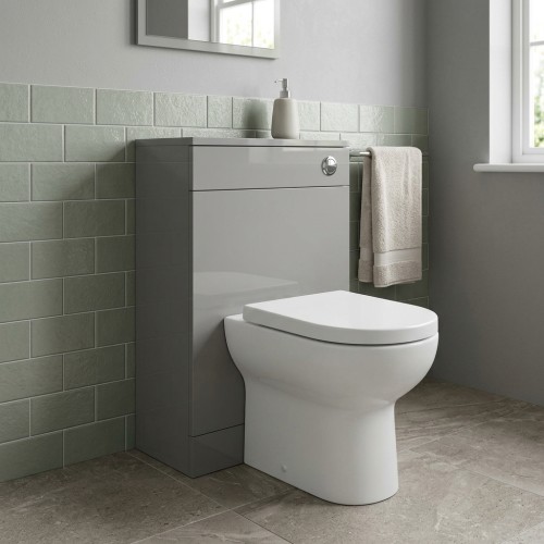 Valbom 500mm Floor Standing WC Unit - Grey Gloss 2