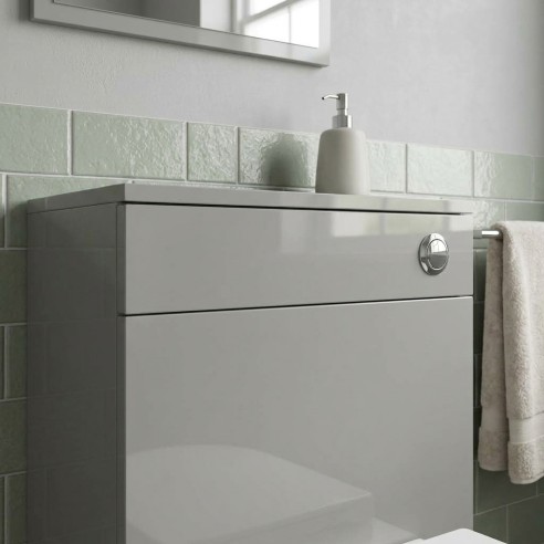 Valbom 500mm Floor Standing WC Unit - Grey Gloss - Detail lifestyle image