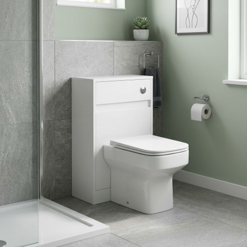 Evoro 500mm Floor Standing WC Unit - White Gloss - Hero lifestyle image