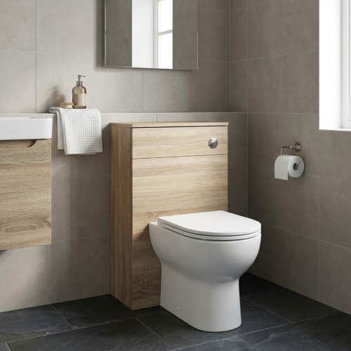 Valbom 500mm Floor Standing WC Unit - Oak | BathroomKing 2
