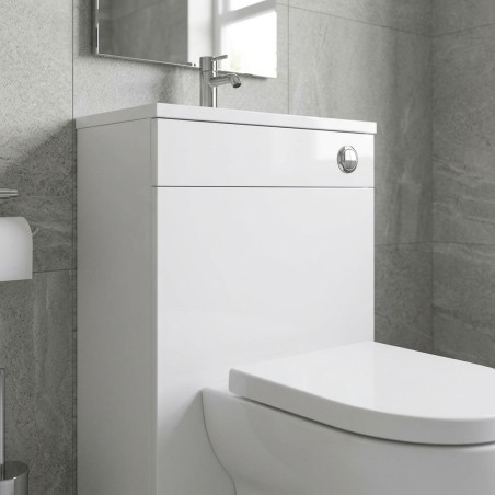 Valbom 500mm Floor Standing WC Unit - White Gloss - Detail lifestyle image