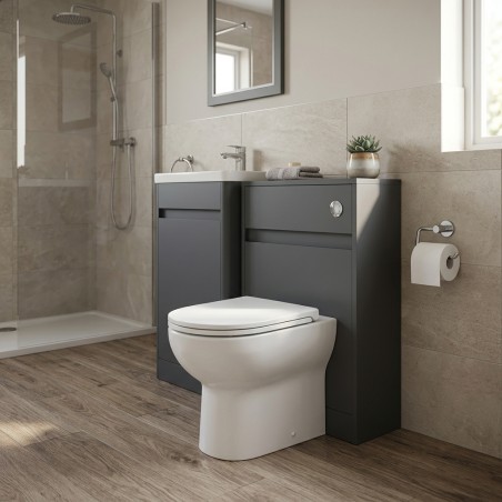 Evoro 500mm Floor Standing WC Unit - Matt Graphite Grey - Hero lifestyle image