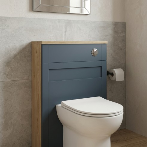 Anibel 600mm Slim WC Unit - Matt Arley Blue (Oak Cab) - Detail lifestyle image