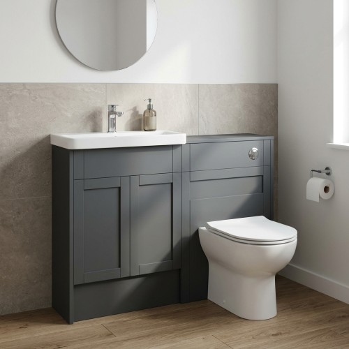 Anibel 1236mm Slim Basin & WC Unit Pack - Matt Graphite Grey (Gre 2