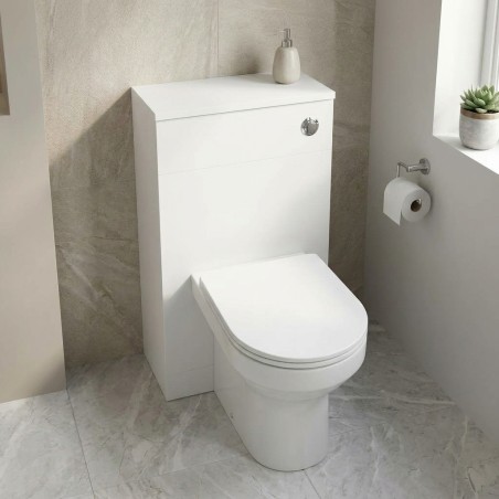 Sintra 500mm WC Unit - Matt White in contemporary bathroom setting