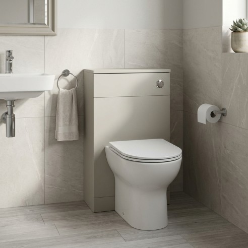 Sintra 500mm WC Unit - Matt Latte in contemporary bathroom setting