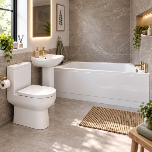 Logrono Full Suite & Bath with Brushed Brass Finishes