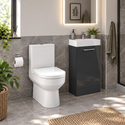 Valbom 410mm Floor Standing Basin Unit & Close Coupled Toilet