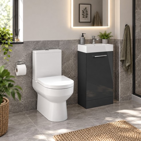 Valbom 410mm Floor Standing Basin Unit & Close Coupled Toilet