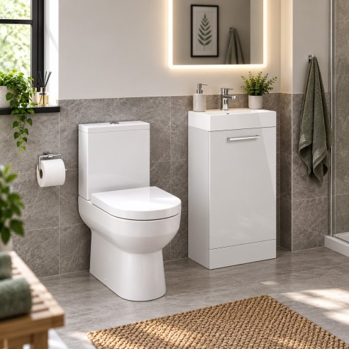 Valbom 410mm Floor Standing Basin Unit & Close Coupled Toilet