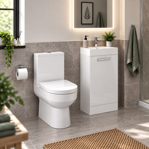 Valbom 410mm Floor Standing Basin Unit & Close Coupled Toilet