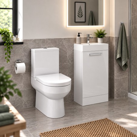Valbom 410mm Floor Standing Basin Unit & Close Coupled Toilet
