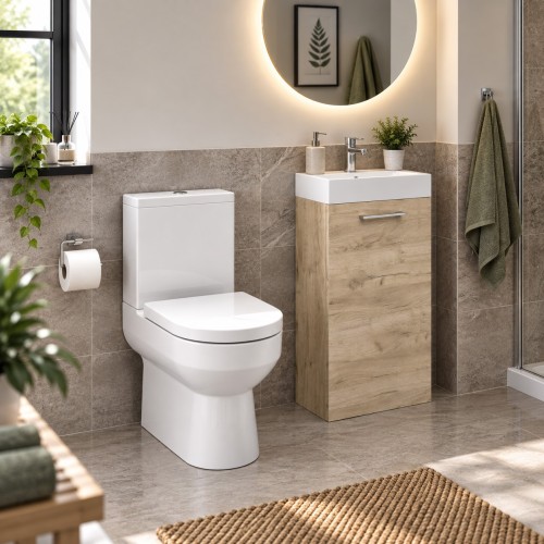 Valbom 410mm Floor Standing Basin Unit & Close Coupled Toilet