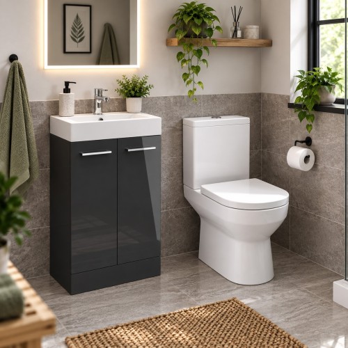 Valbom 510mm Floor Standing Unit & Close Coupled WC Pack -