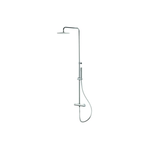 Vema Thermostatic Round Bar Valve w/Fixed Head & Riser - Chr
