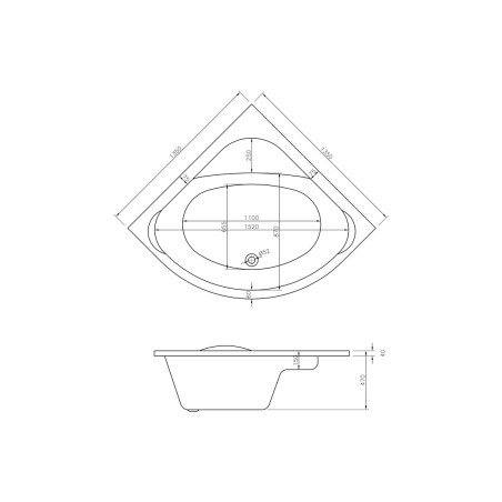 Trieste Standard 1350x1350x620mm 0TH Corner Bath w/Legs | Ba