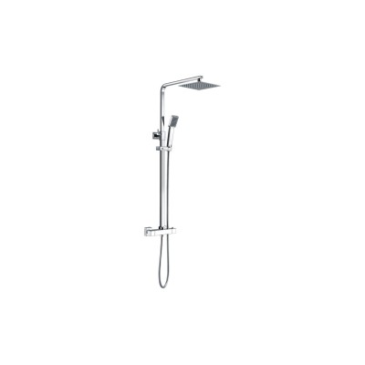Pancho Square Thermostatic Bar Mixer w/Riser Kit - Chrome |