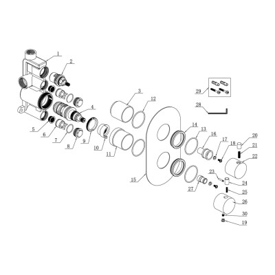 Alfredo Thermostatic Single Outlet Twin Shower Valve - Chrom 2