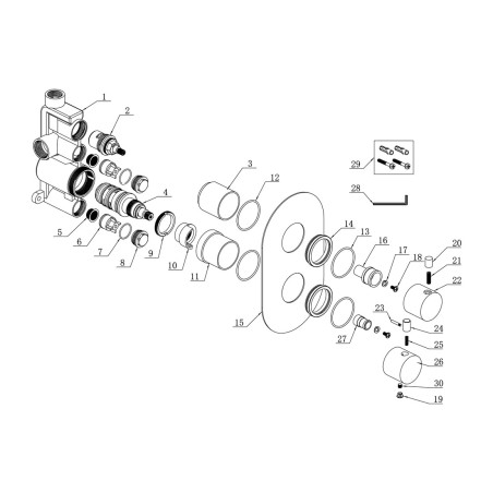 Alfredo Thermostatic Single Outlet Twin Shower Valve - Chrom