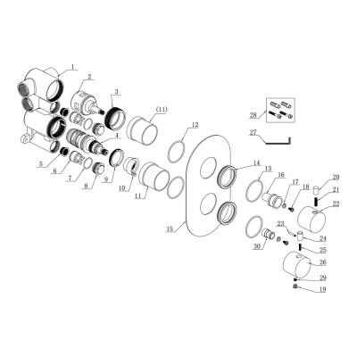 Alfredo Thermostatic Two Outlet Twin Shower Valve - Chrome | 2