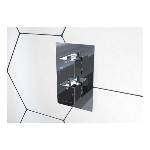 Pancho Thermostatic Single Outlet Twin Shower Valve - Chrome