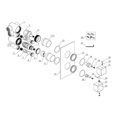 Pancho Thermostatic Two Outlet Twin Shower Valve - Chrome |