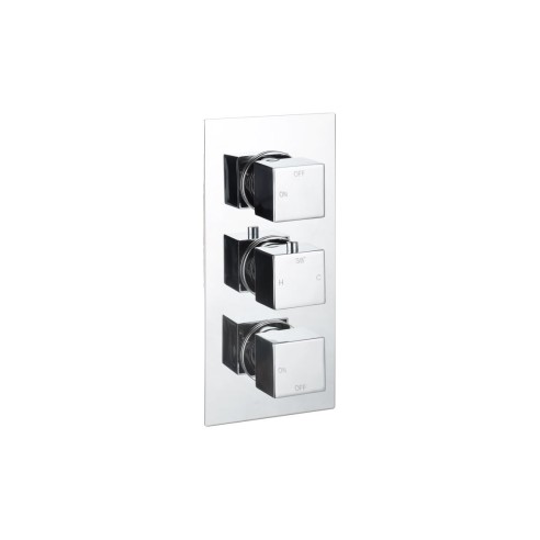 Pancho Thermostatic Two Outlet Triple Shower Valve - Chrome