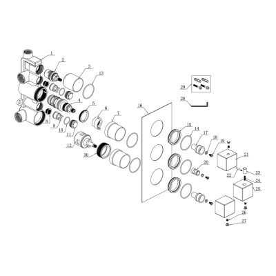 Pancho Thermostatic Three Outlet Triple Shower Valve - Chrom 2