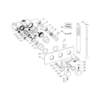 Poseidon Thermostatic Two Outlet Shower Valve w/Handset - Ch 2