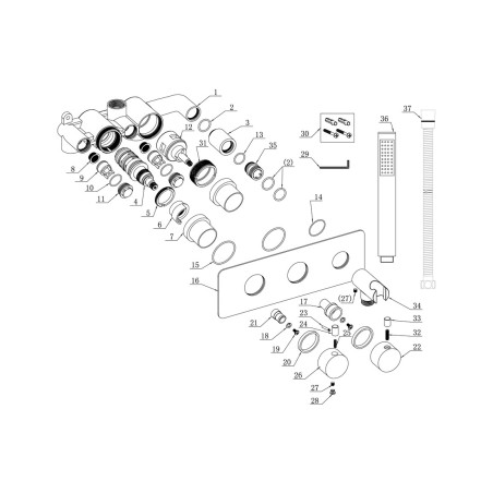 Poseidon Thermostatic Two Outlet Shower Valve w/Handset - Ch