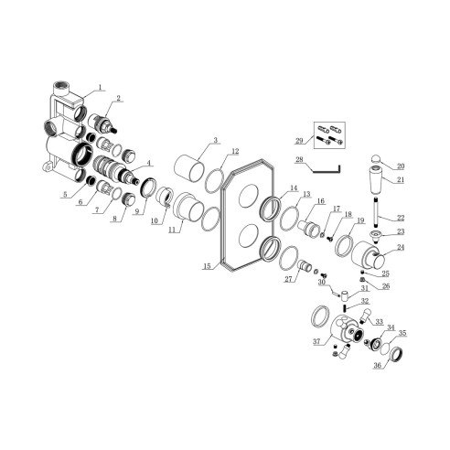 Zeus Traditional Lever Thermostatic Single Outlet Shower Val