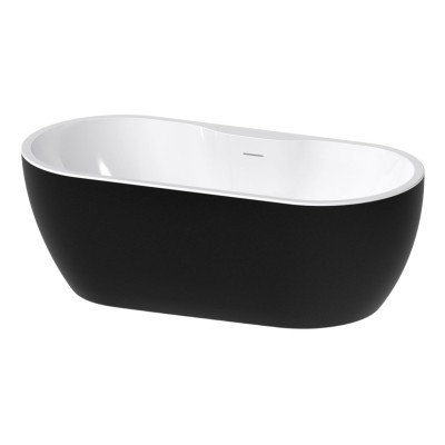 //2Go Freestanding 1650x745x580mm 0TH Bath - Gloss Black | B