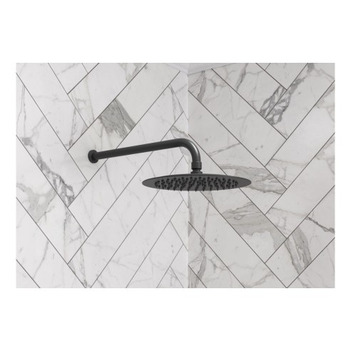 Alfredo 320mm Round Shower Arm - Matt Black | Showers | Bath