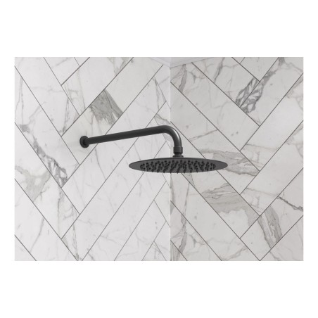 Alfredo 320mm Round Shower Arm - Matt Black | Showers | Bath
