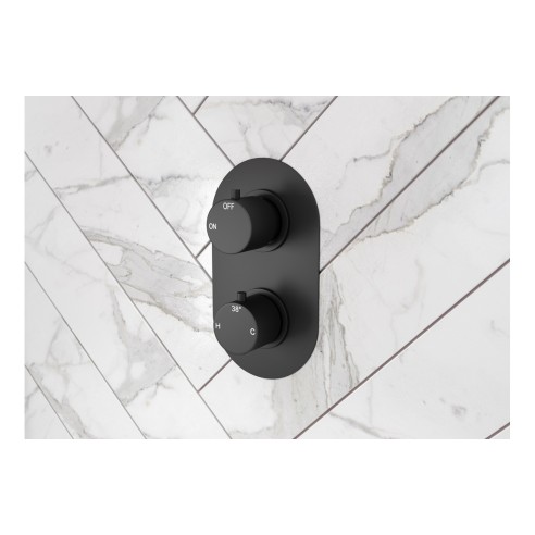 Alfredo Thermostatic Single Outlet Twin Shower Valve - Matt