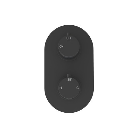 Alfredo Thermostatic Two Outlet Twin Shower Valve - Matt Bla