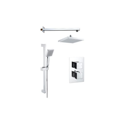 Square Concealed Valve Head & Arm Shower Pack - Chrome | Sho