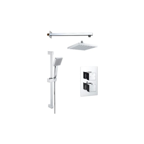 Square Concealed Valve Head & Arm Shower Pack - Chrome | Sho