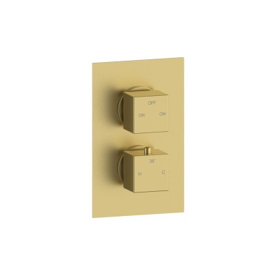 Pancho Thermostatic Two Outlet Twin Shower Valve - Brushed B