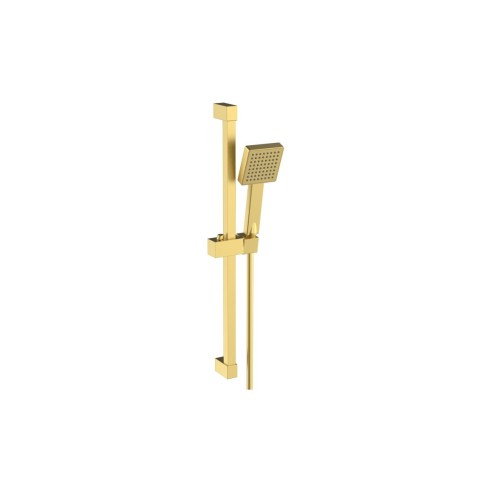 Square Slider Rail Kit & Single Mode Handset - Brushed Brass
