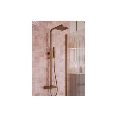 Pancho Square Thermostatic Bar Mixer w/Riser Kit - Brushed B 2