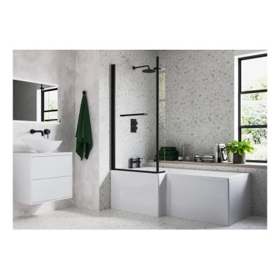 Naples L Shape 1700x850x560mm 0TH Shower Bath Pack (LH) - Ma