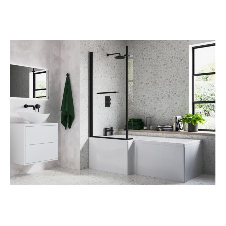 Naples L Shape 1700x850x560mm 0TH Shower Bath Pack (RH) - Ma