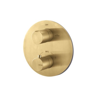 Vema Tiber Two Outlet Thermostatic Mixer - Brushed Brass | S