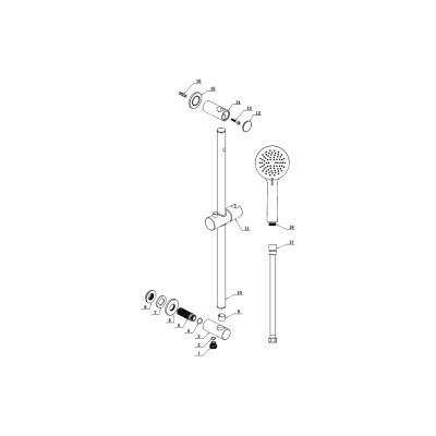 Alfredo Round Riser Rail Kit w/Elbow & 3 Mode Handset - Brus 2