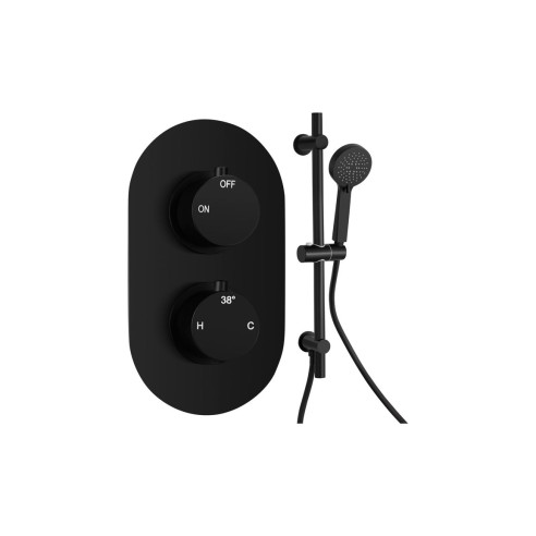 Alfredo Round Shower Valve & Kit Pack 2 - Matt Black | Showe