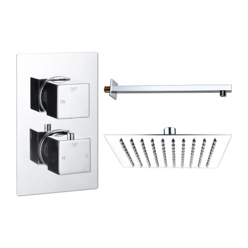 Pancho Square Shower Valve & Kit Pack 1 - Chrome | Showers |
