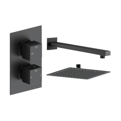 Pancho Square Shower Valve & Kit Pack 1 - Matt Black | Showe